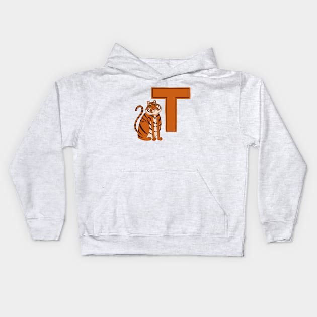 T is for Tiger Kids Hoodie by Obstinate and Literate